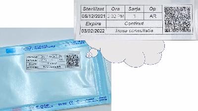 Imagine Sistem automat etichetare trasabilitate sterilizare cu etichete simplu adezive si coduri de bare